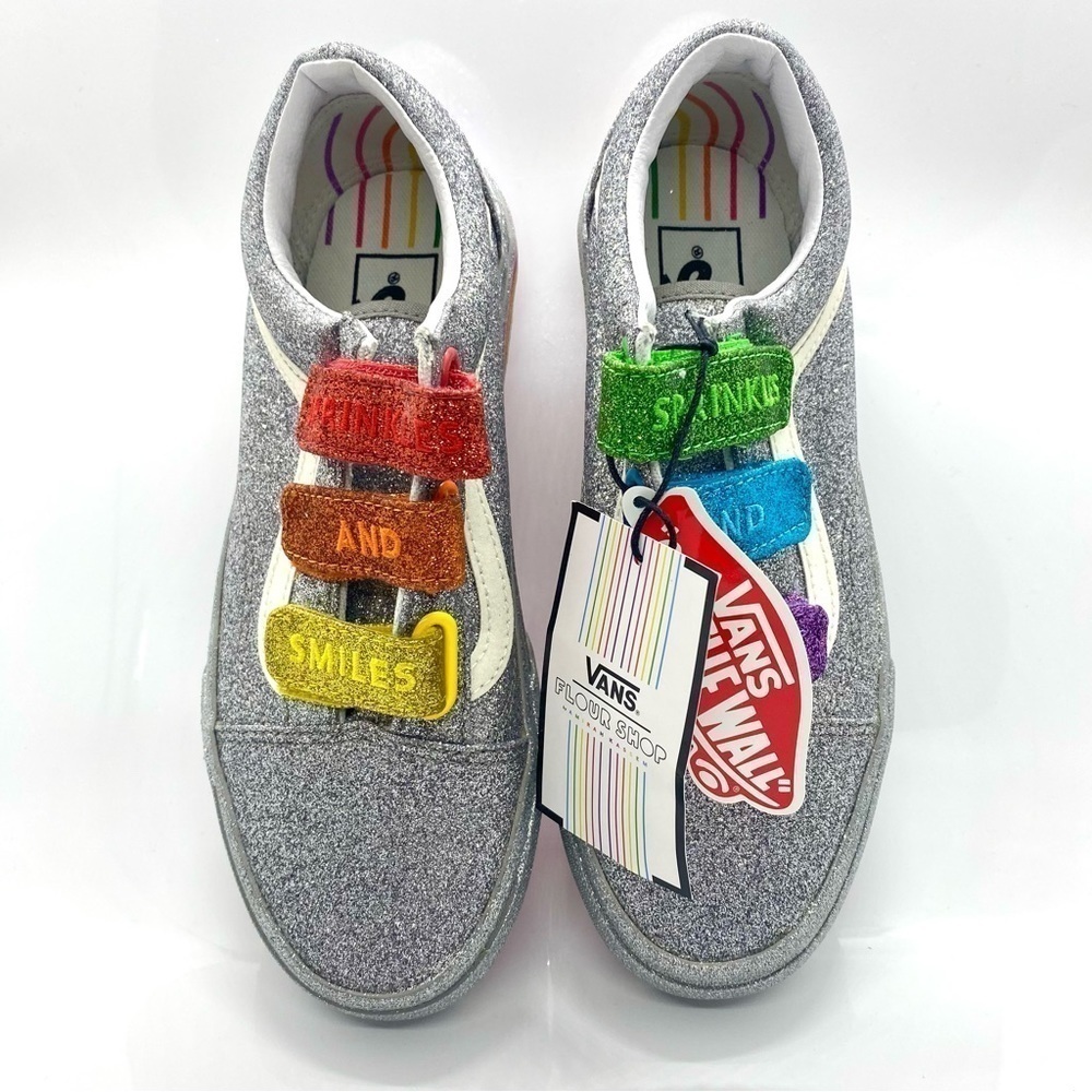 VANS FLOUR SHOP Amirah Kassem Old Skool Rainbow Glitter Sneakers 6 - Picture 2 of 12